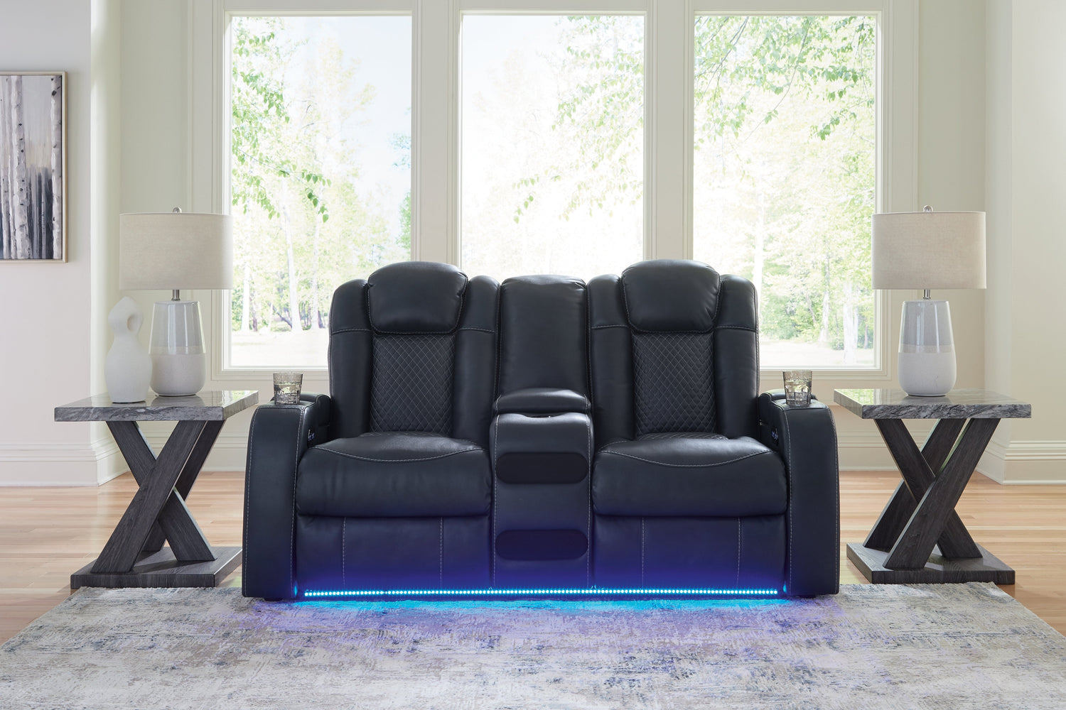 Fyne-Dyme Sofa, Loveseat and Recliner in Sapphire - PKG016479