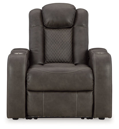 Fyne-Dyme Sofa, Loveseat and Recliner in Shadow - PKG016477