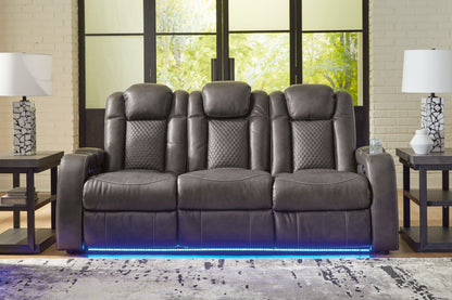 Fyne-Dyme Sofa, Loveseat and Recliner in Shadow - PKG016477