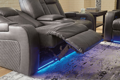 Fyne-Dyme Sofa, Loveseat and Recliner in Shadow - PKG016477
