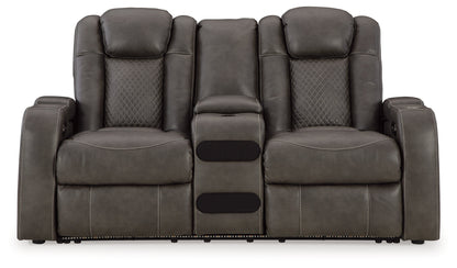 Fyne-Dyme Sofa, Loveseat and Recliner in Shadow - PKG016477