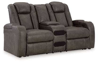 Fyne-Dyme Sofa, Loveseat and Recliner in Shadow - PKG016477