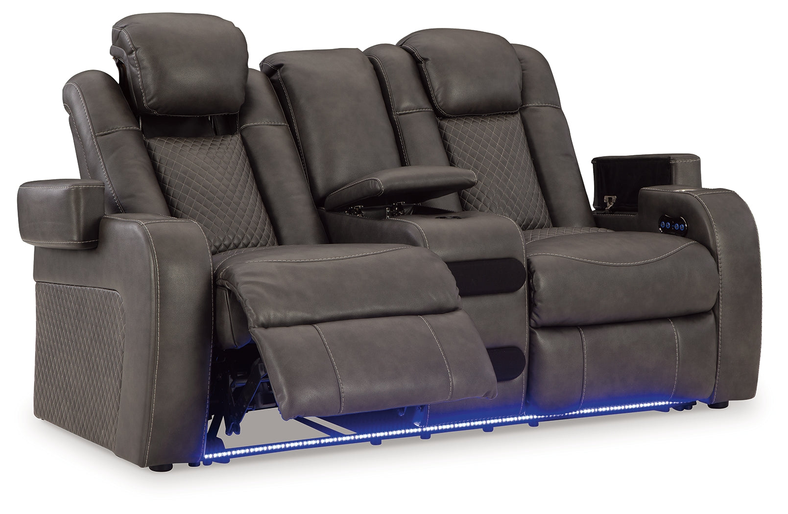 Fyne-Dyme Sofa, Loveseat and Recliner in Shadow - PKG016477