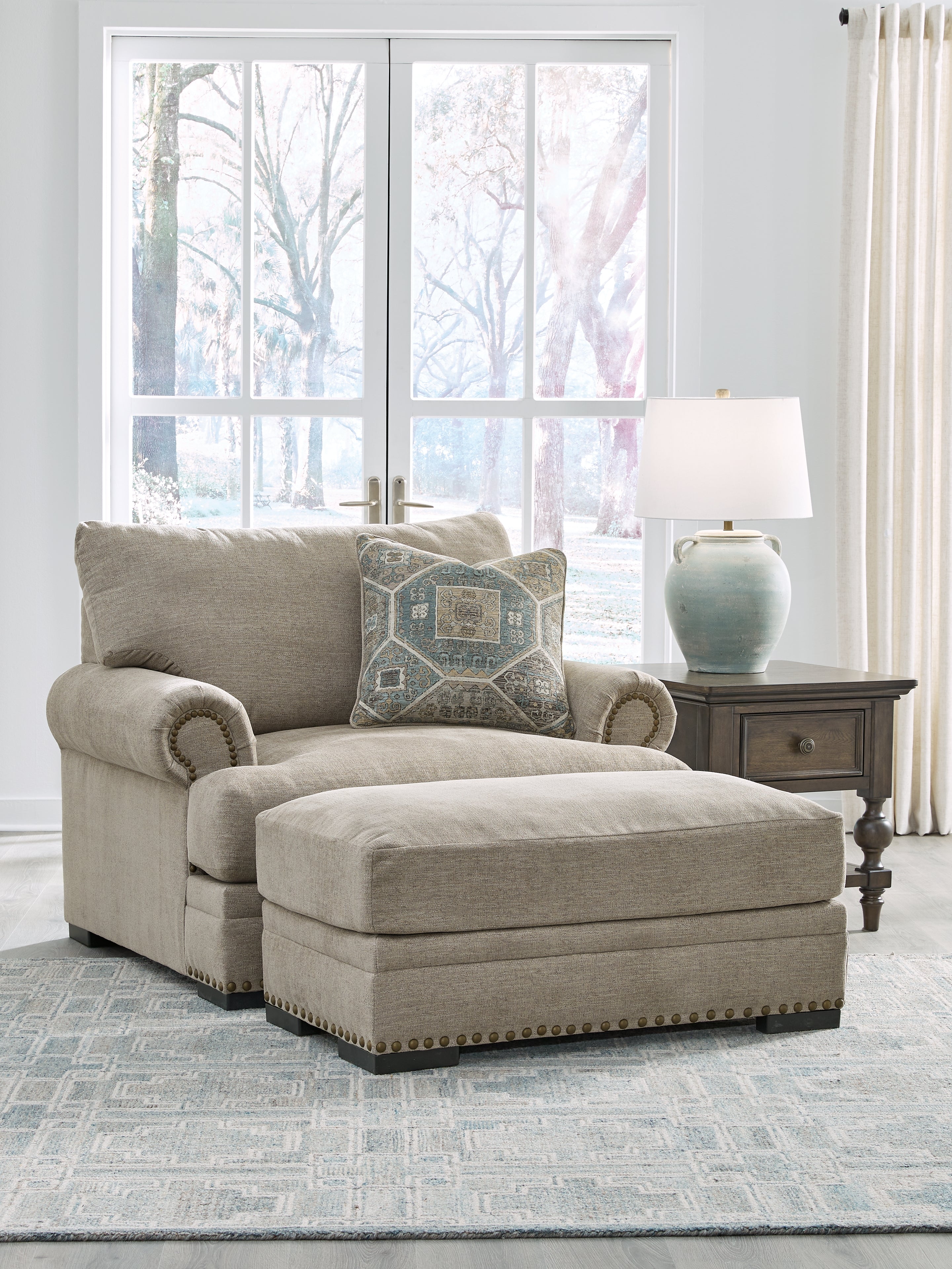 Galemore Chair and Ottoman in Quarry - PKG019281