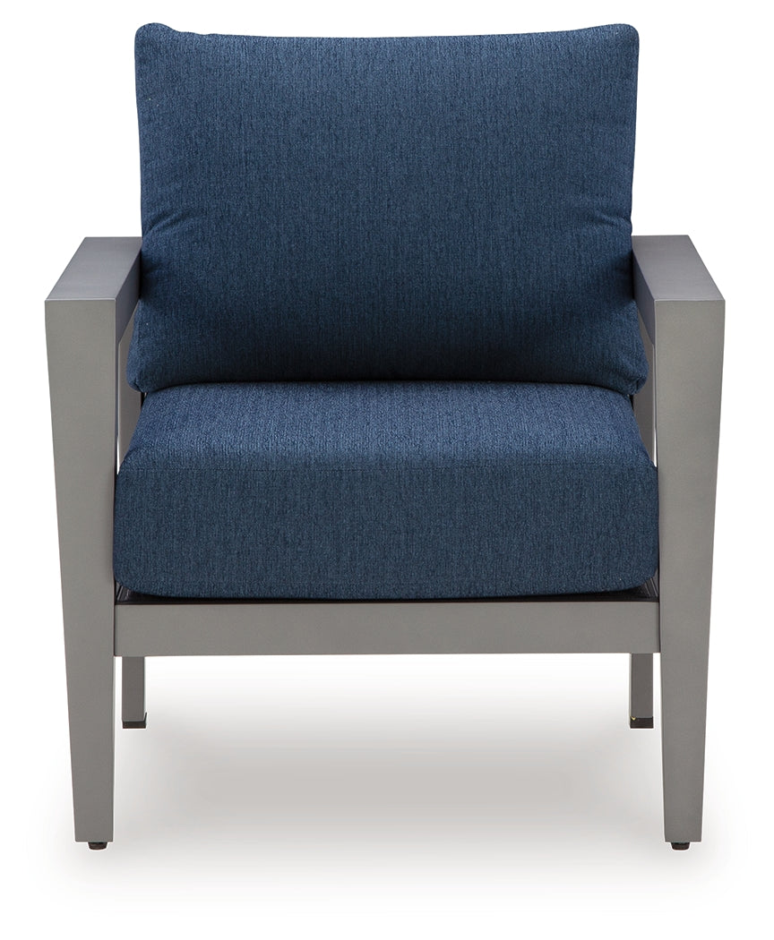 Gali Gray/Blue Outdoor Sofa/Chairs/Table Set (Set of 4) - P275-081