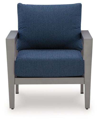 Gali Gray/Blue Outdoor Sofa/Chairs/Table Set (Set of 4) - P275-081