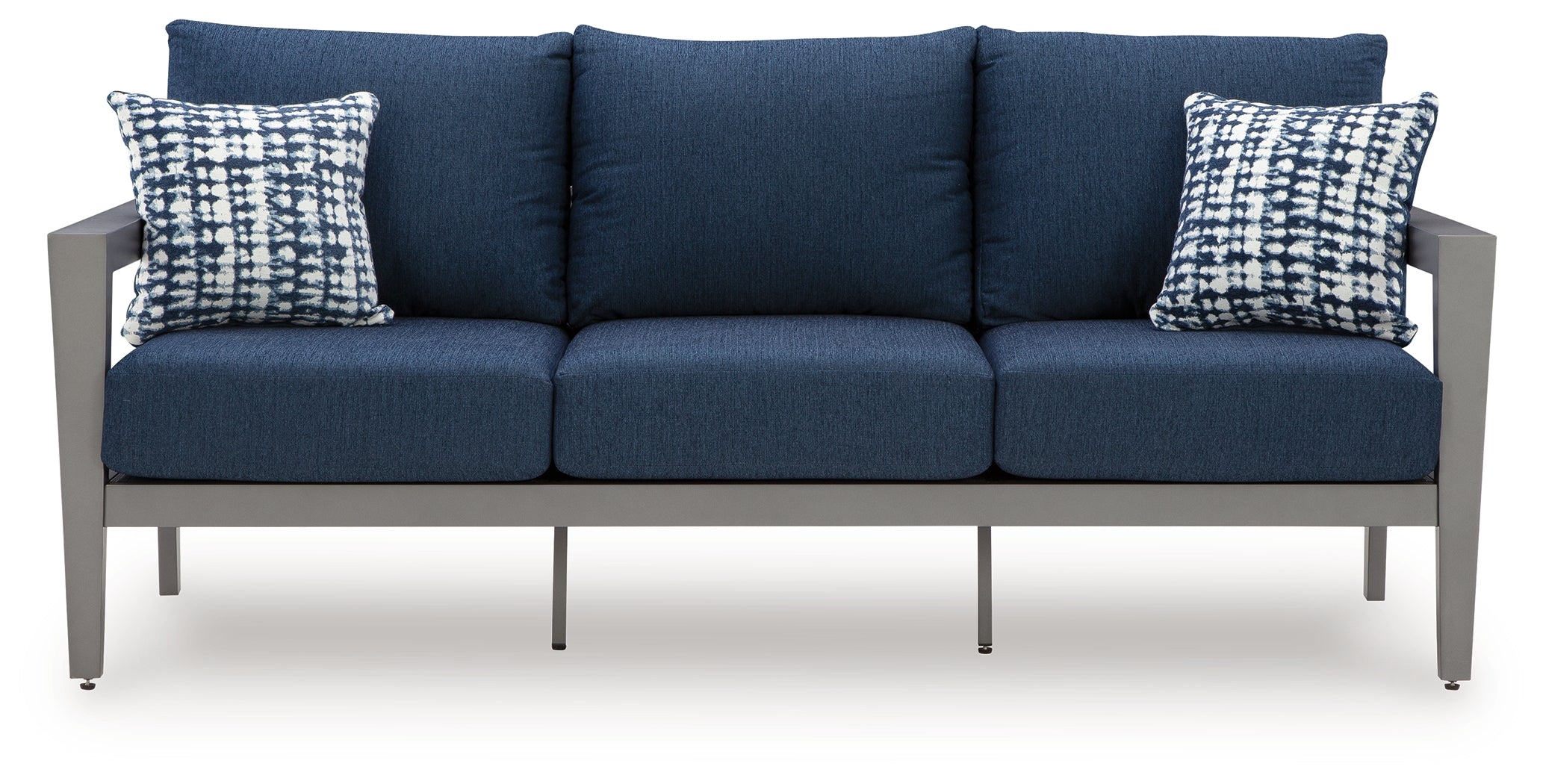 Gali Gray/Blue Outdoor Sofa/Chairs/Table Set (Set of 4) - P275-081