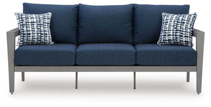 Gali Gray/Blue Outdoor Sofa/Chairs/Table Set (Set of 4) - P275-081