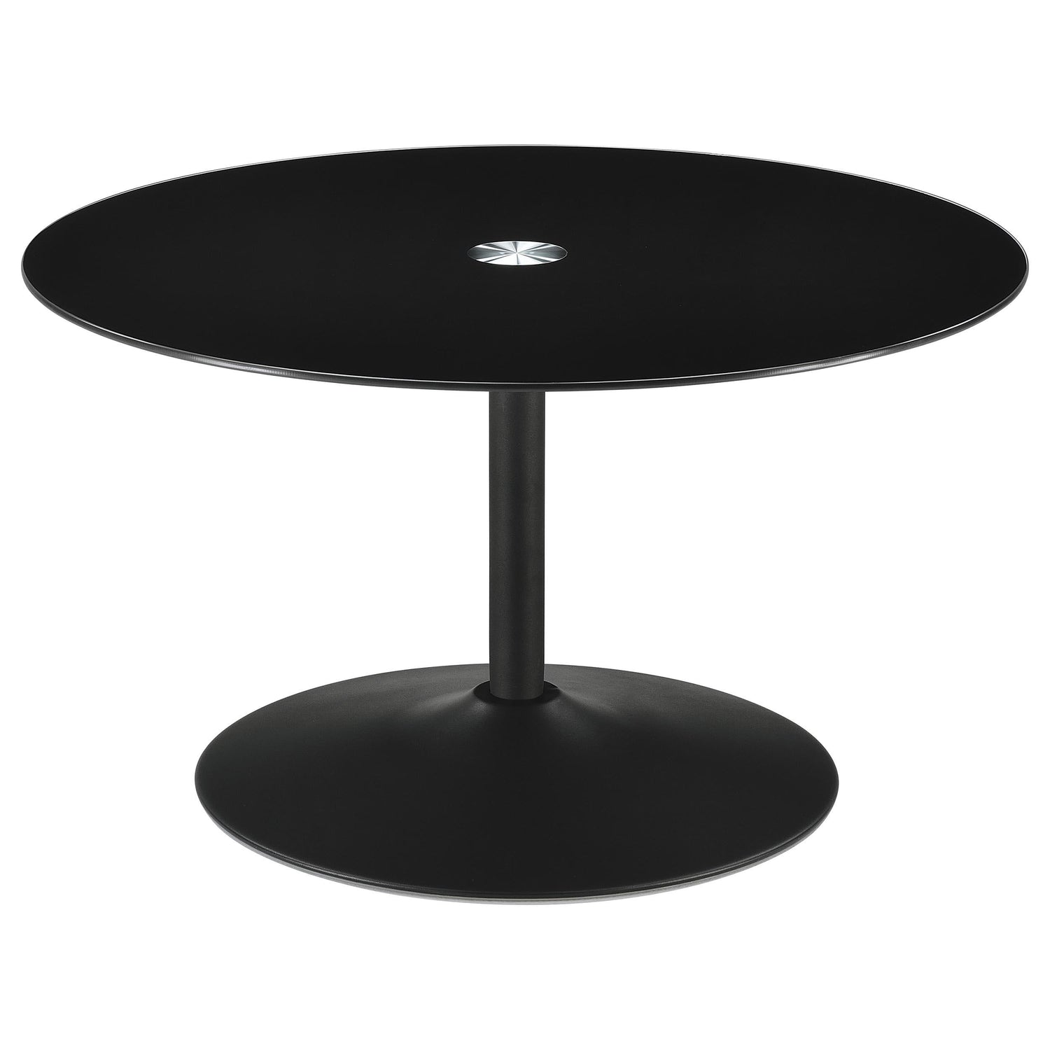 Ganso 2-piece Round Glass Top Coffee and End Table Set Black - 709688-S2