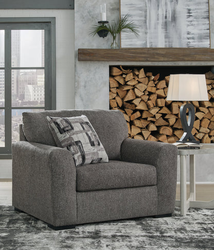 Gardiner Chair and Ottoman in Pewter - PKG015828