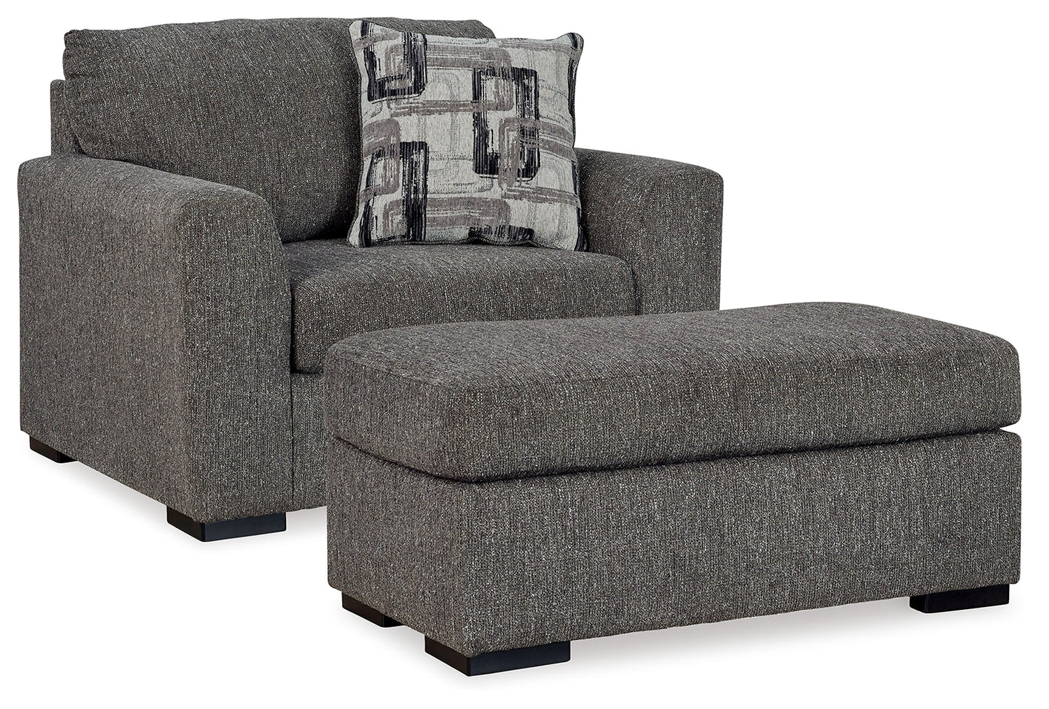 Gardiner Chair and Ottoman in Pewter - PKG015828
