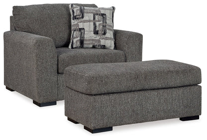 Gardiner Chair and Ottoman in Pewter - PKG015828