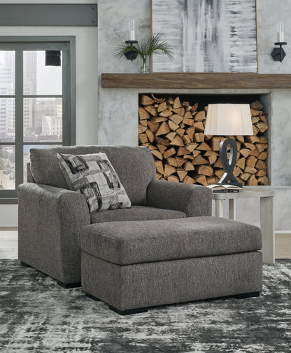 Gardiner Chair and Ottoman in Pewter - PKG015828