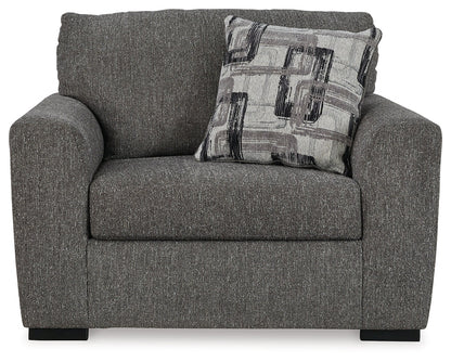 Gardiner Chair and Ottoman in Pewter - PKG015828
