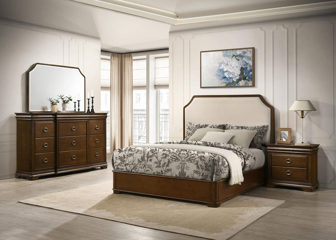 Garland 4-piece Eastern King Bedroom Set Brown Cherry - 205301KE-S4
