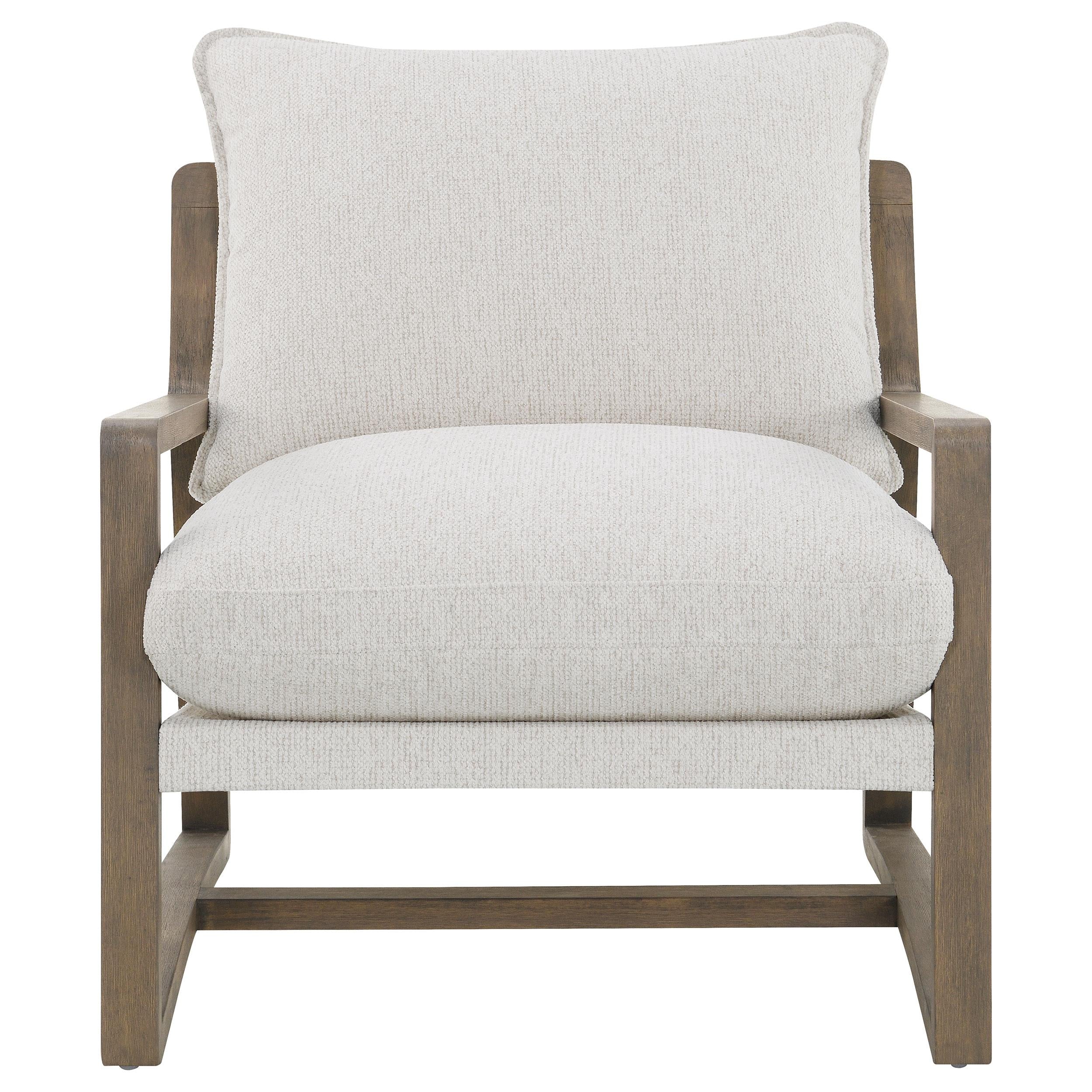 Geneva Boucle Upholstered Wood Arm Accent Chair Sand - 907509