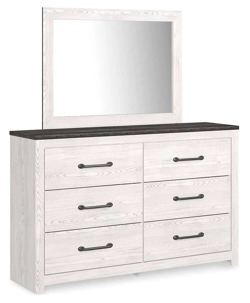 Gerridan Full Panel Bed with Mirrored Dresser, Chest and Nightstand in White/Gray from Ashley - Luna Furniture