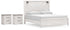 Gerridan King Panel Bed with 2 Nightstands in White/Gray - PKG019131