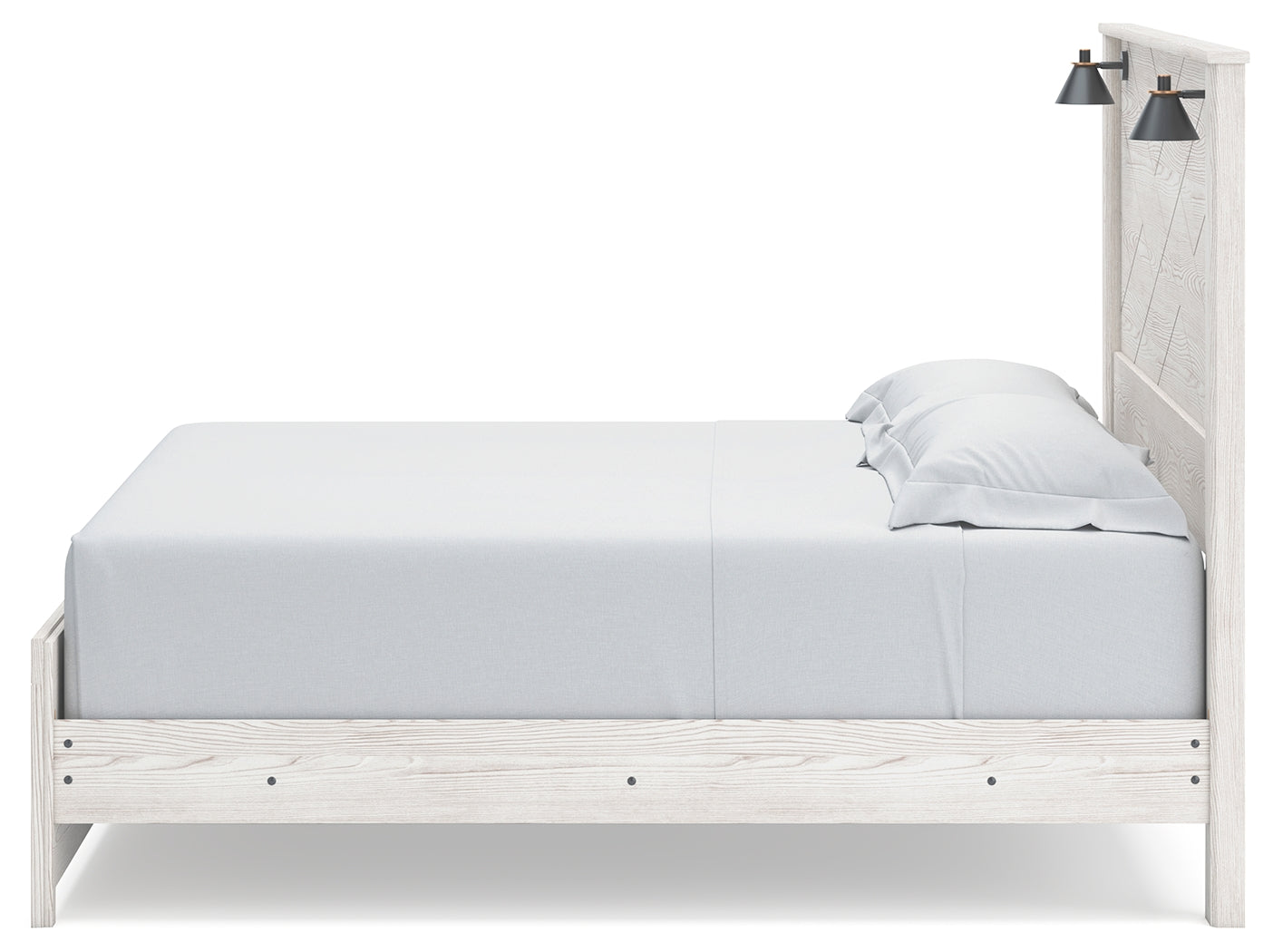 Gerridan King Panel Bed with Mirrored Dresser and 2 Nightstands in White/Gray from Ashley - Luna Furniture