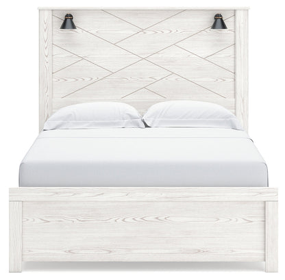 Gerridan Queen Panel Bed with 2 Nightstands in White/Gray - PKG019123