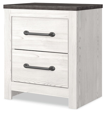 Gerridan Queen Panel Bed with 2 Nightstands in White/Gray - PKG019123