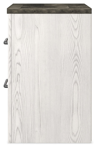 Gerridan Queen Panel Bed with 2 Nightstands in White/Gray - PKG019123