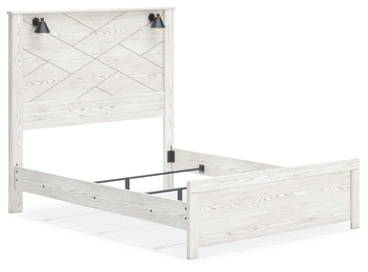 Gerridan Queen Panel Bed with 2 Nightstands in White/Gray - PKG019123