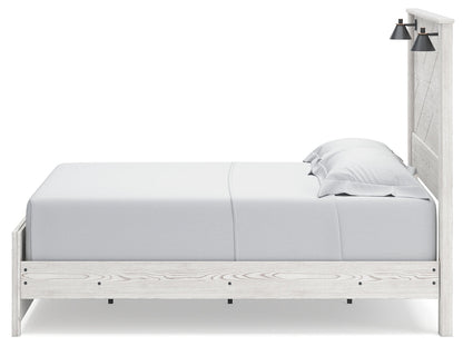 Gerridan Queen Panel Bed with 2 Nightstands in White/Gray - PKG019123