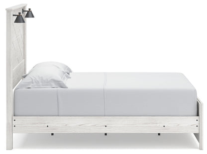 Gerridan Queen Panel Bed with 2 Nightstands in White/Gray - PKG019123