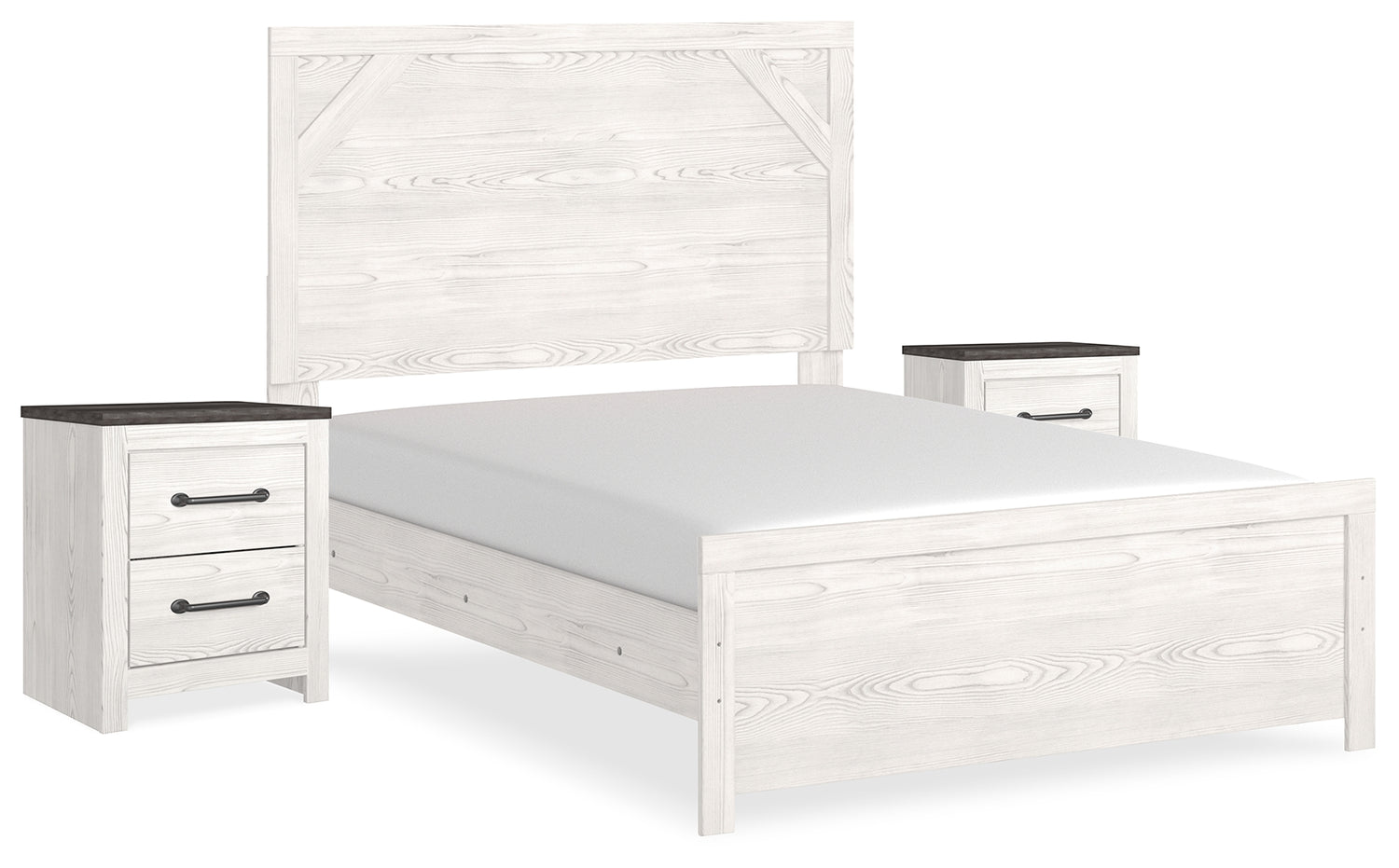 Gerridan White/Gray Full Panel Bed and 2 Nightstands - B1190B12