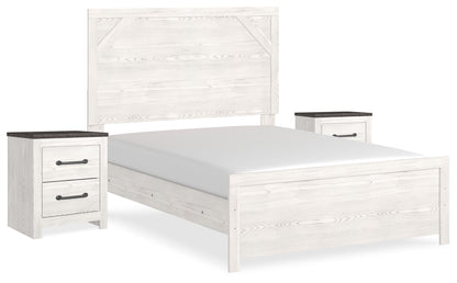 Gerridan White/Gray Full Panel Bed and 2 Nightstands - B1190B12