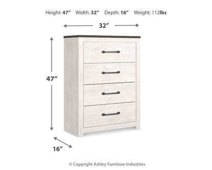 Gerridan White/Gray King Panel Bed, Chest and 2 Nightstands - B1190B25