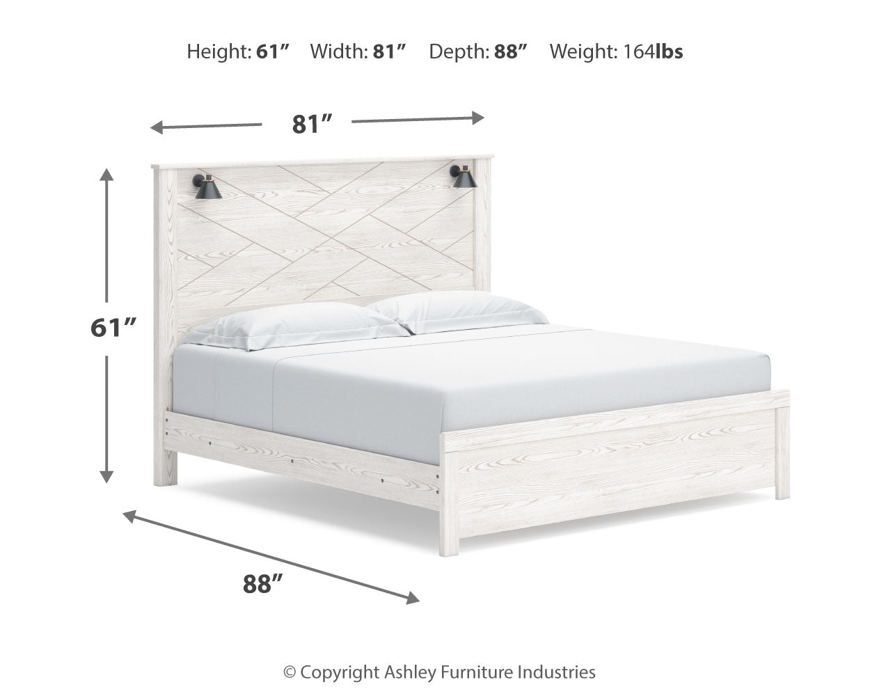 Gerridan White/Gray King Panel Bed, Chest and 2 Nightstands - B1190B25