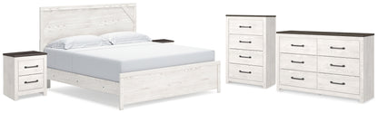 Gerridan White/Gray King Panel Bed, Dresser, Chest and 2 Nightstands - B1190B27