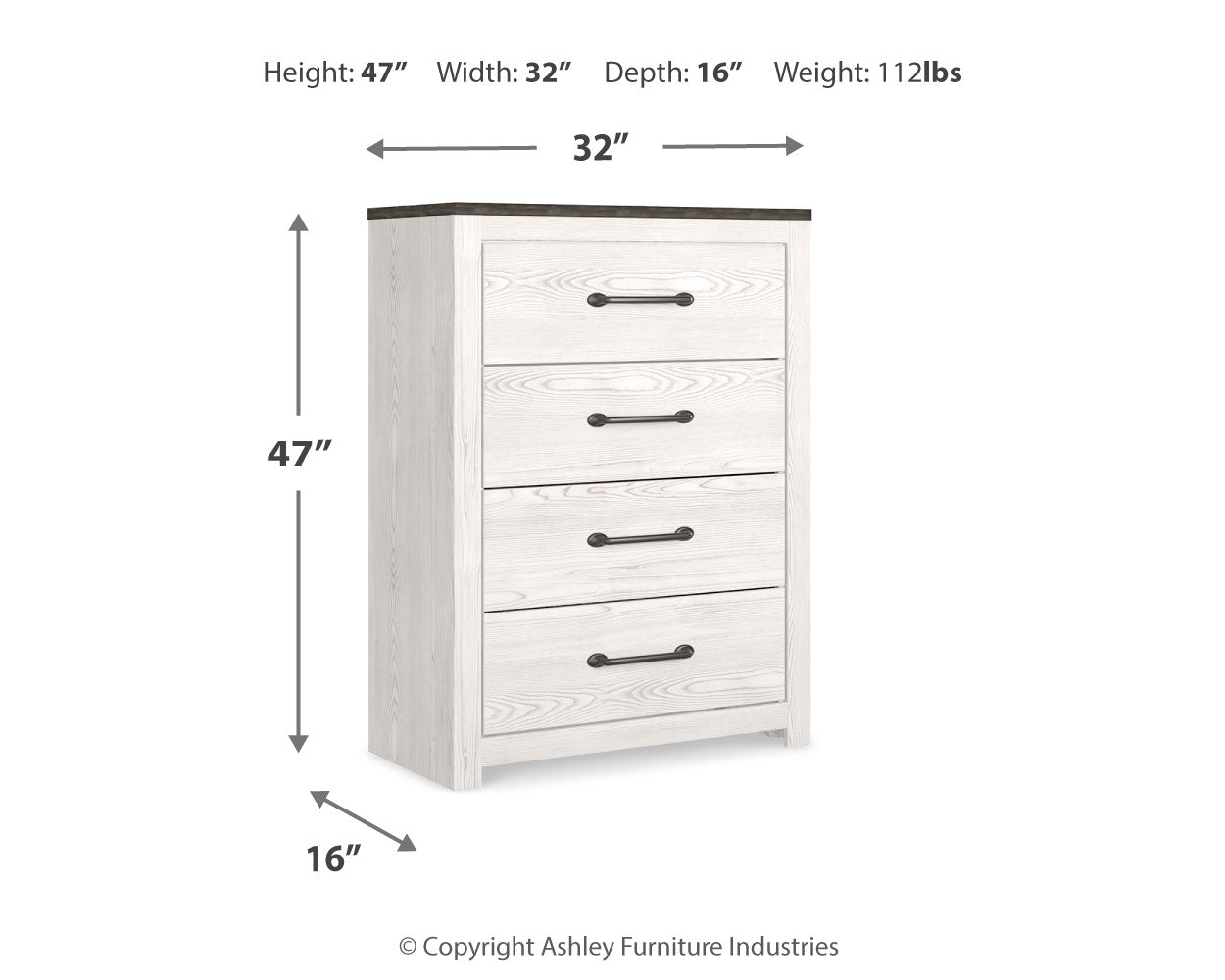 Gerridan White/Gray King Panel Bed, Dresser, Chest and 2 Nightstands - B1190B27