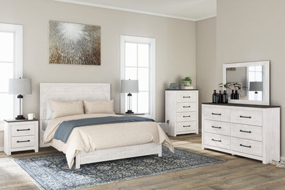Gerridan White/Gray Queen Panel Bed with Dresser and Mirror, Chest and 2 Nightstands - B1190B13