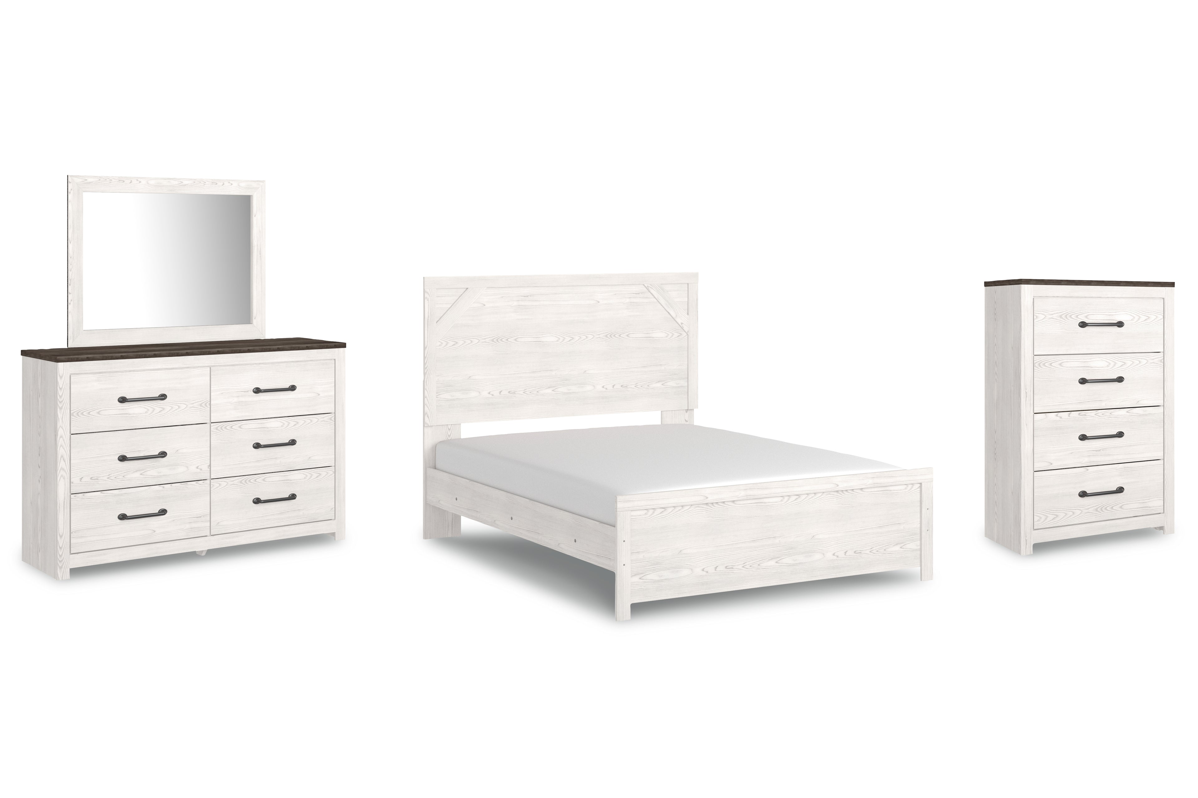 Gerridan White Queen Panel Bed, Dresser, Mirror, and Chest - B1190B18