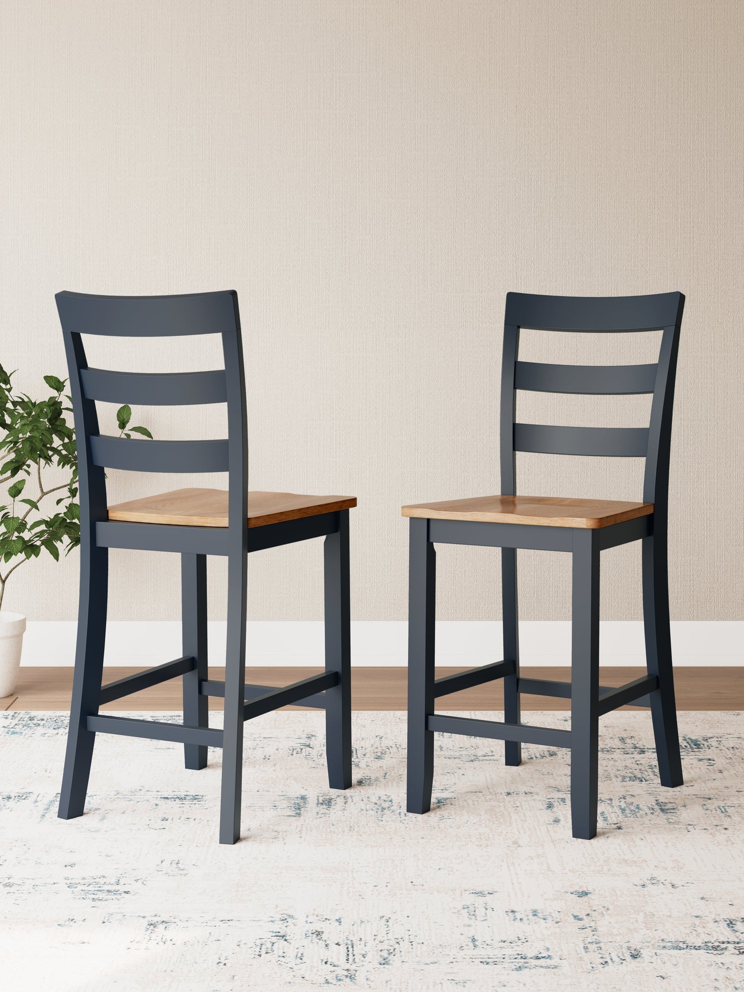 Gesthaven Counter Height Dining Table and 2 Barstools in Natural/Blue from Ashley - Luna Furniture