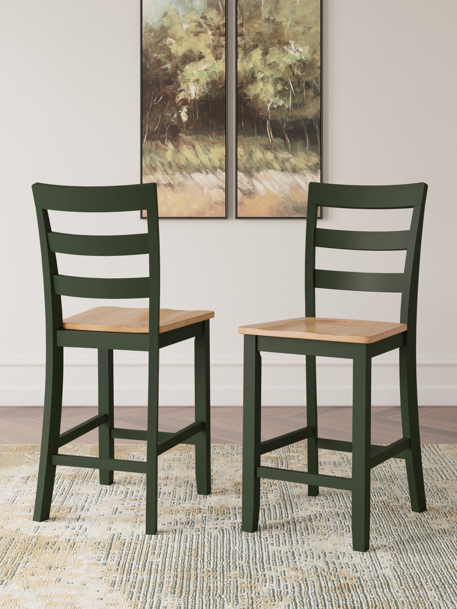 Gesthaven Counter Height Dining Table and 2 Barstools in Natural/Green from Ashley - Luna Furniture