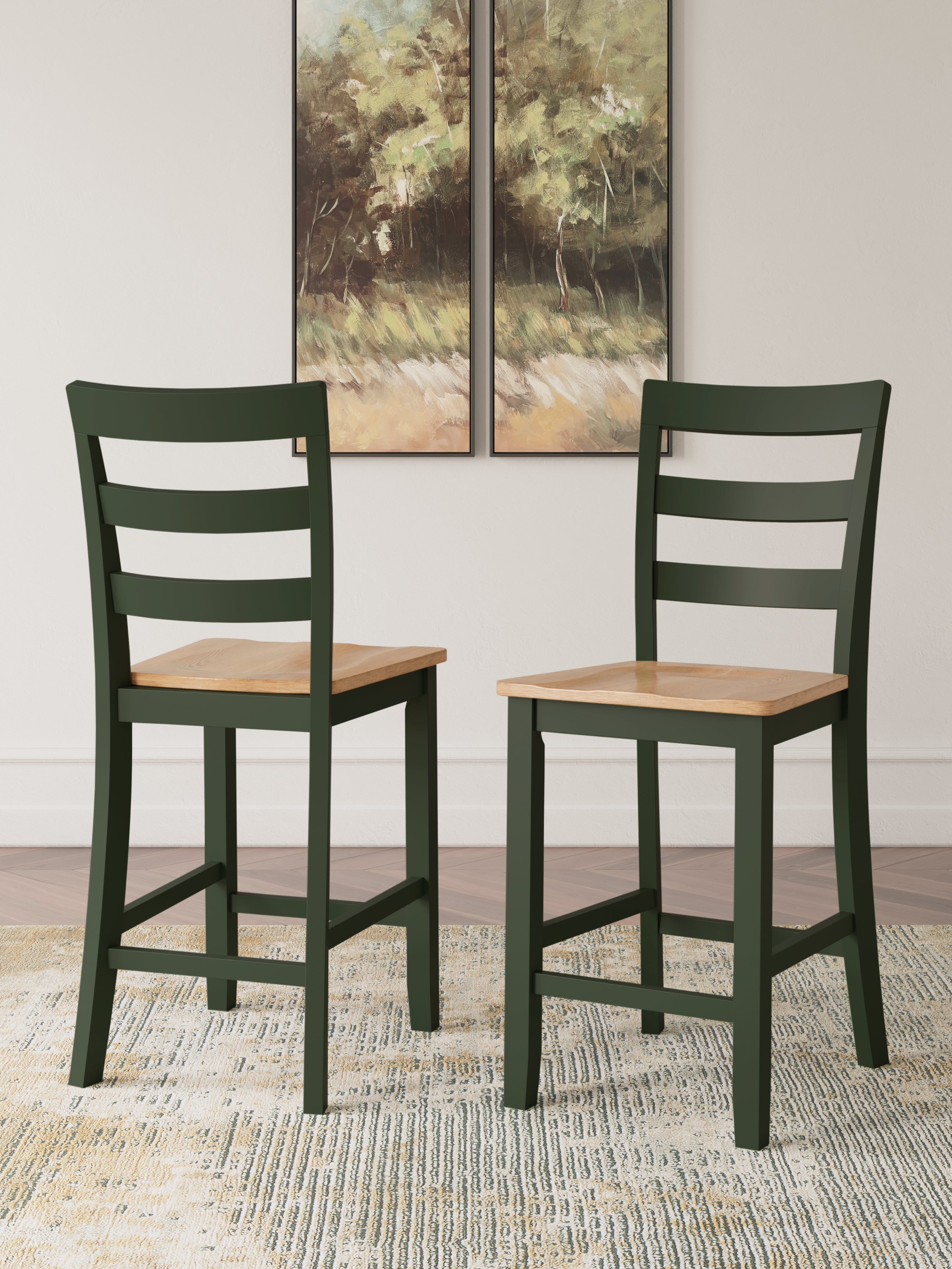 Gesthaven Counter Height Dining Table and 2 Barstools in Natural/Green from Ashley - Luna Furniture