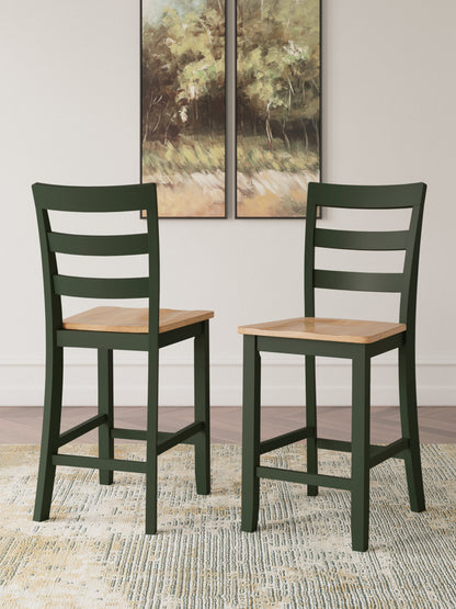 Gesthaven Counter Height Dining Table and 2 Barstools in Natural/Green from Ashley - Luna Furniture