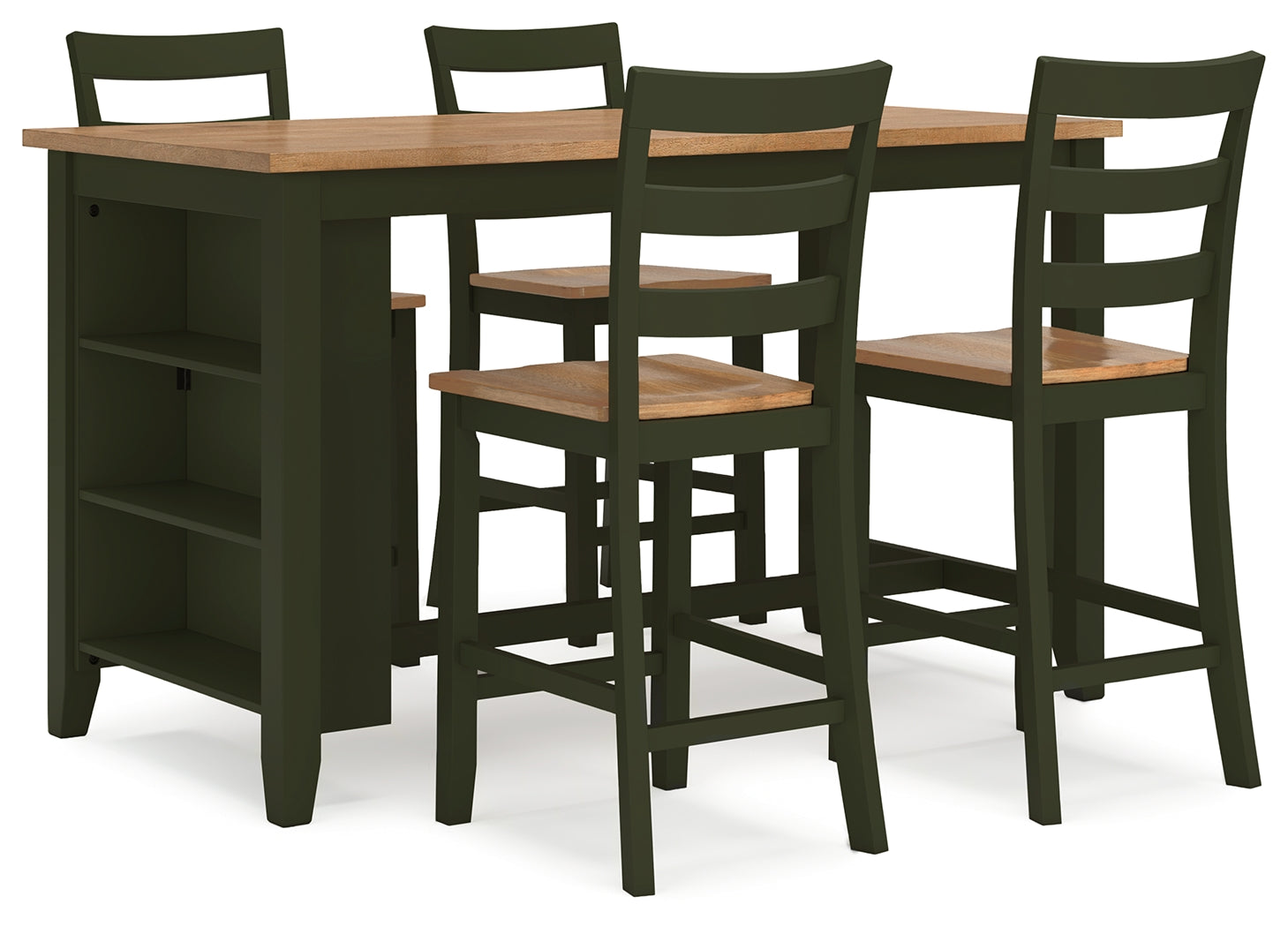 Gesthaven Counter Height Dining Table and 4 Barstools in Natural/Green from Ashley - Luna Furniture