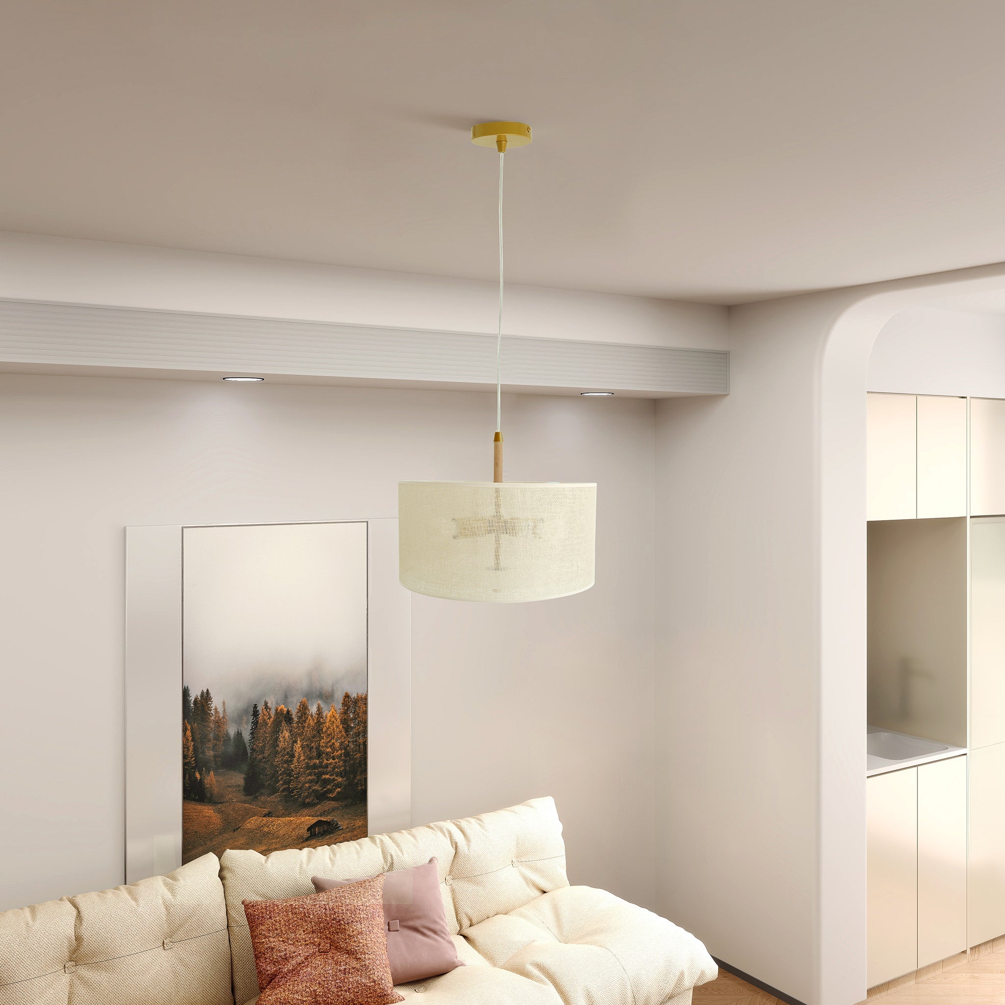 Glacier Pendant Lamp - Oak + Natural + Gold - PNL04102501