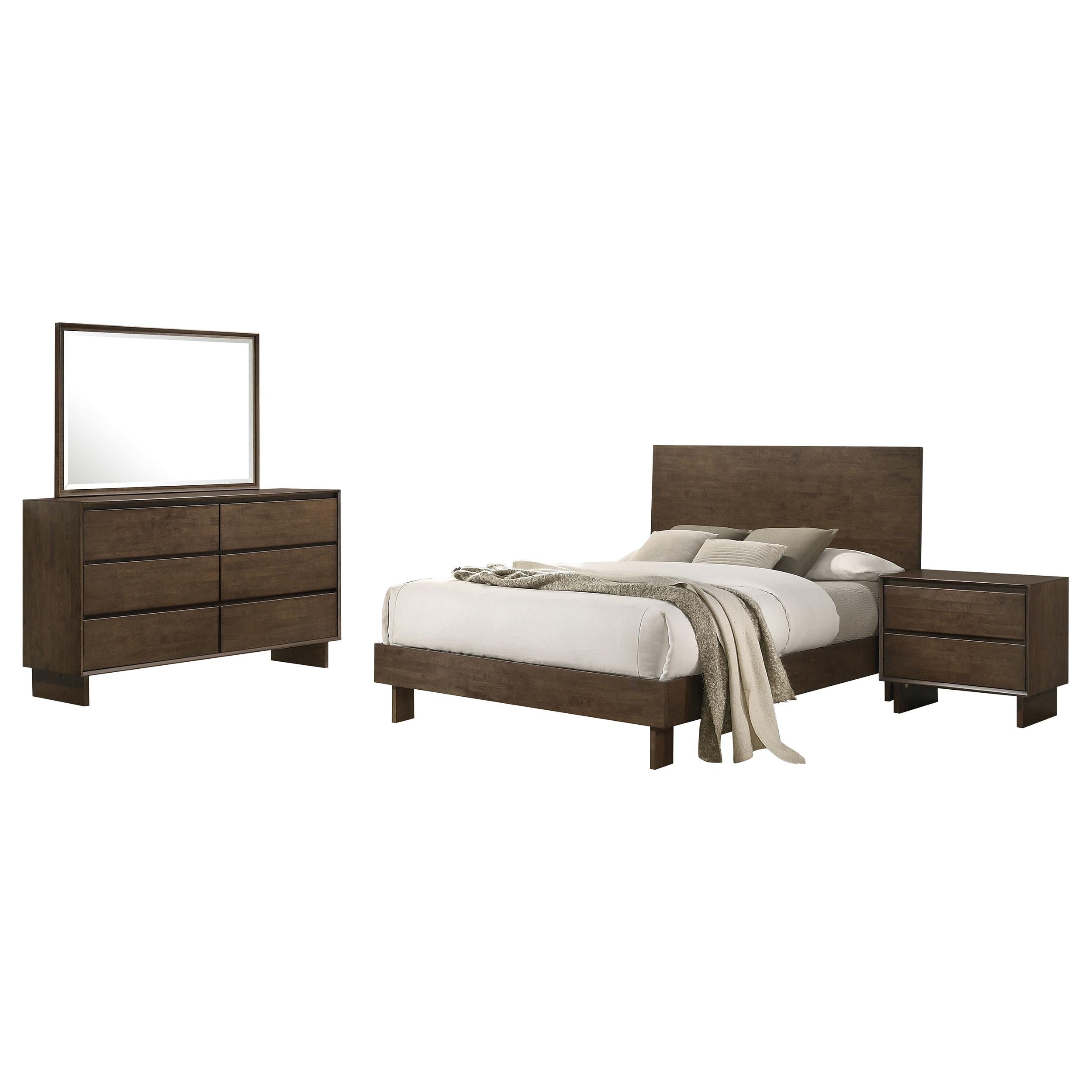 Glenwood 4-piece Eastern King Bedroom Set Warm Brown - 225011KE-S4