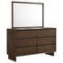 Glenwood 6-drawer Dresser and Mirror Warm Brown - 225013M