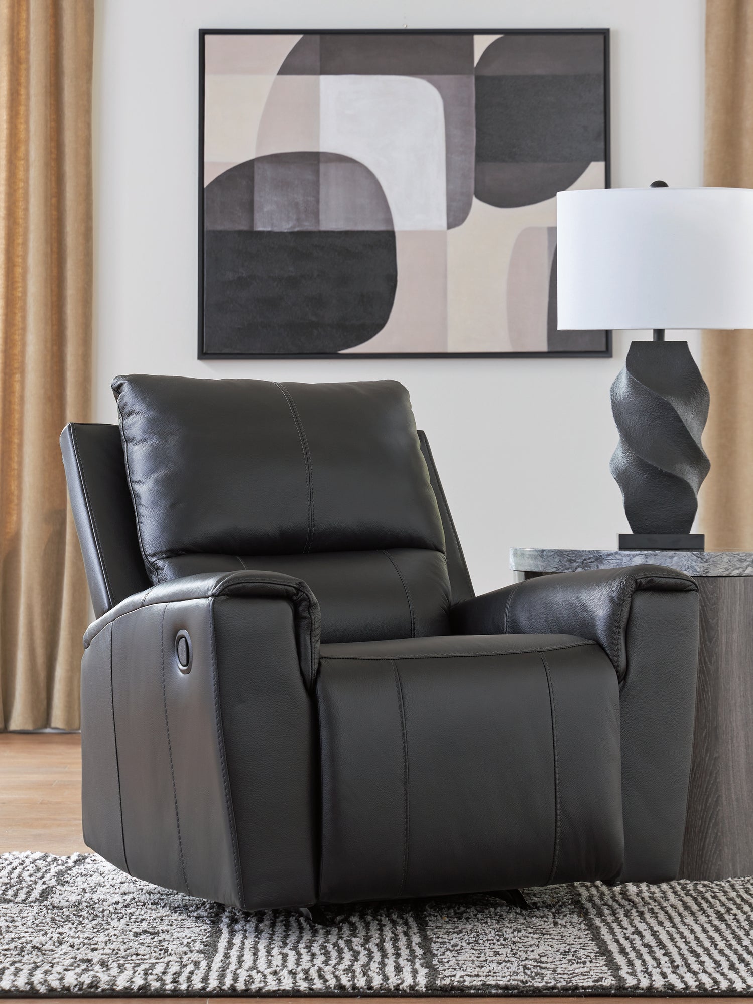 Glossmore Black Recliner - PCU1170025