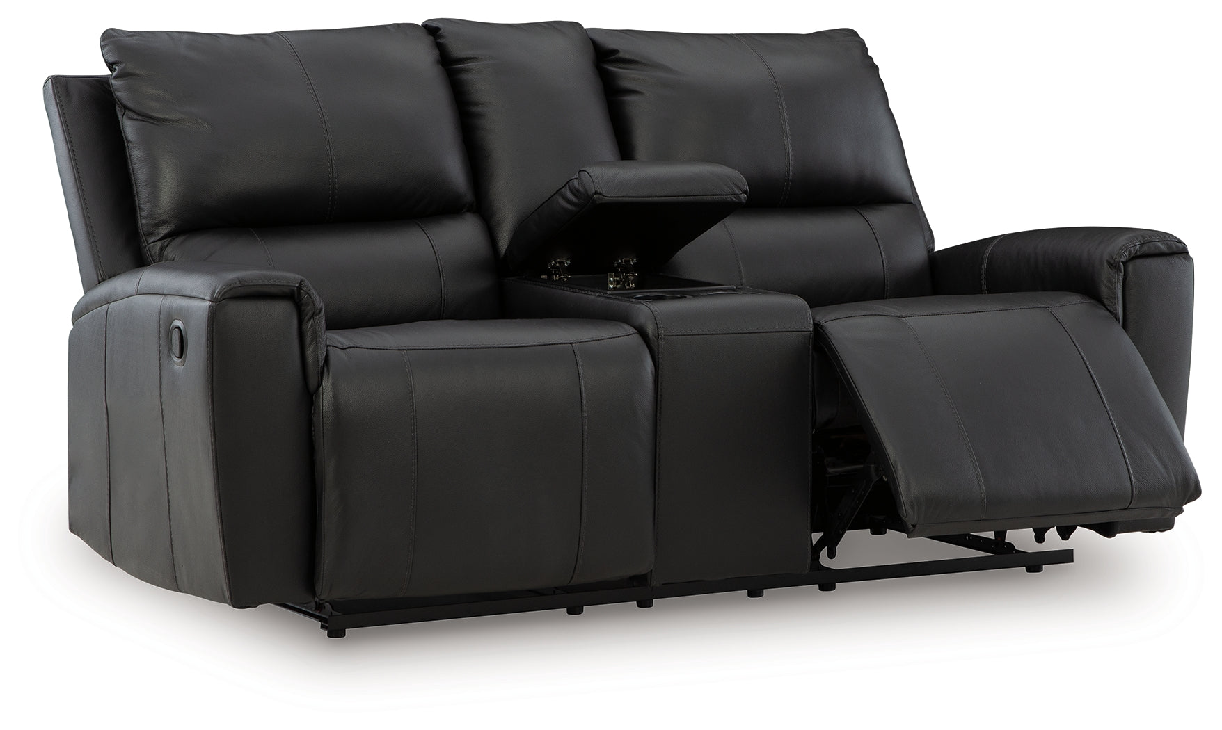 Glossmore Black Reclining Loveseat with Console - PCU1170094