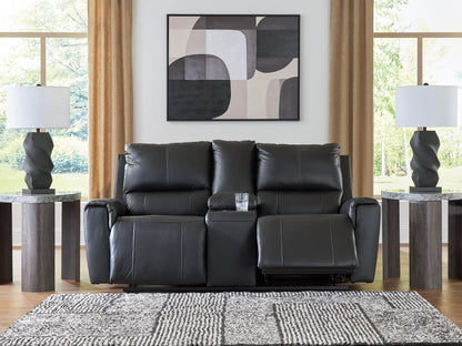 Glossmore Black Reclining Loveseat with Console - PCU1170094