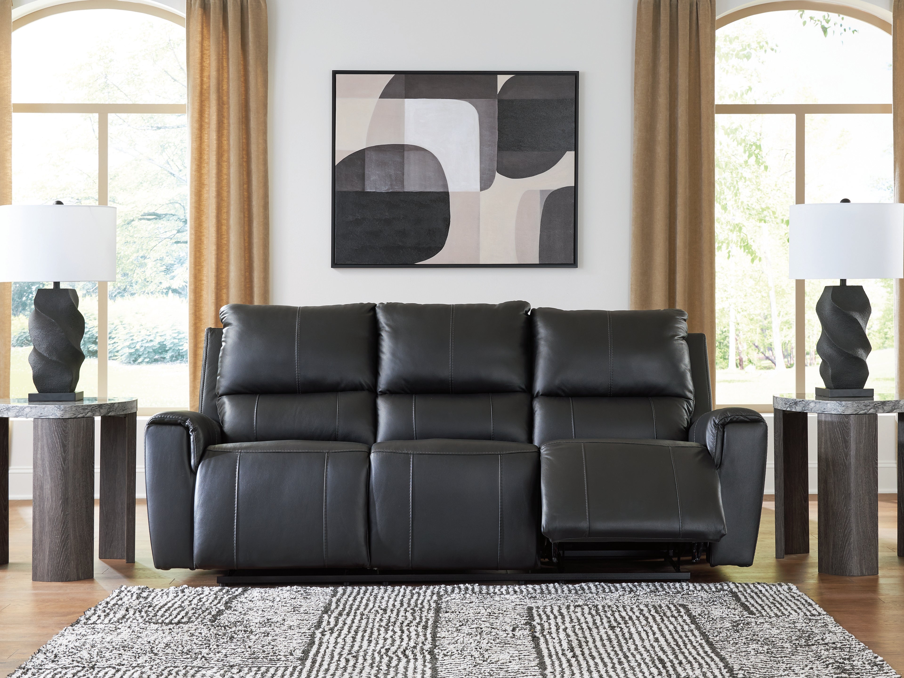 Glossmore Black Reclining Sofa - PCU1170088