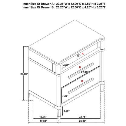 Gracemont 3-drawer Bedroom Nightstand Bedside Table White - 225072